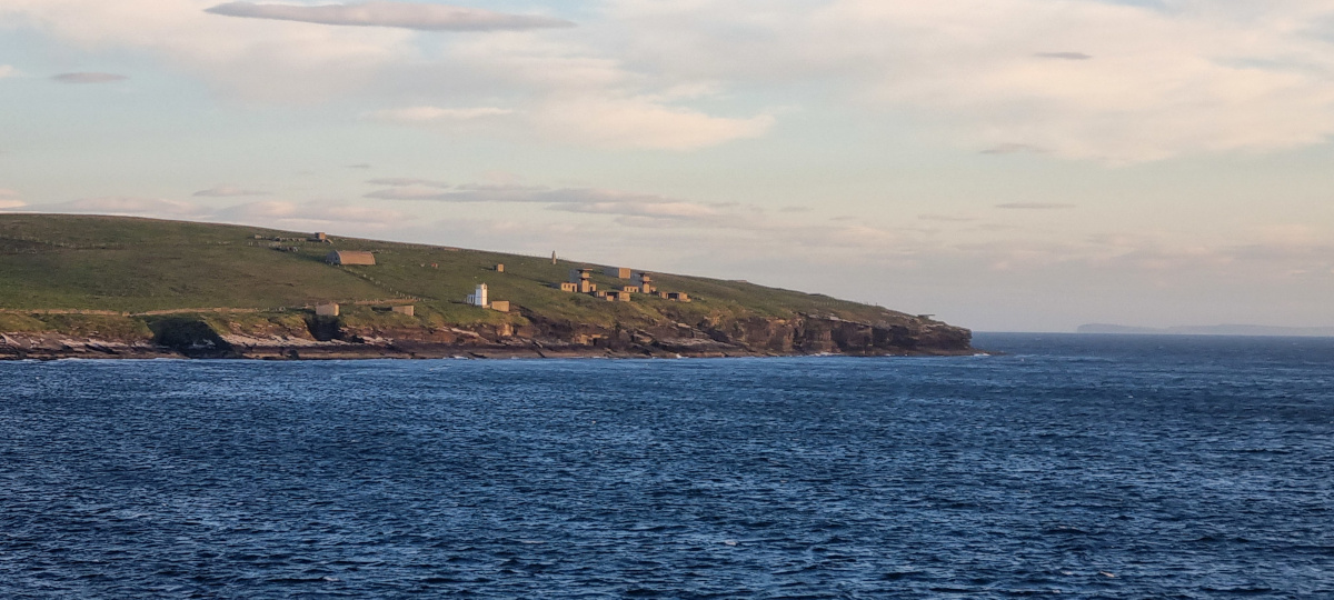 Sunset looking across to the Hoxa Head gun battery on South Ronaldsay.