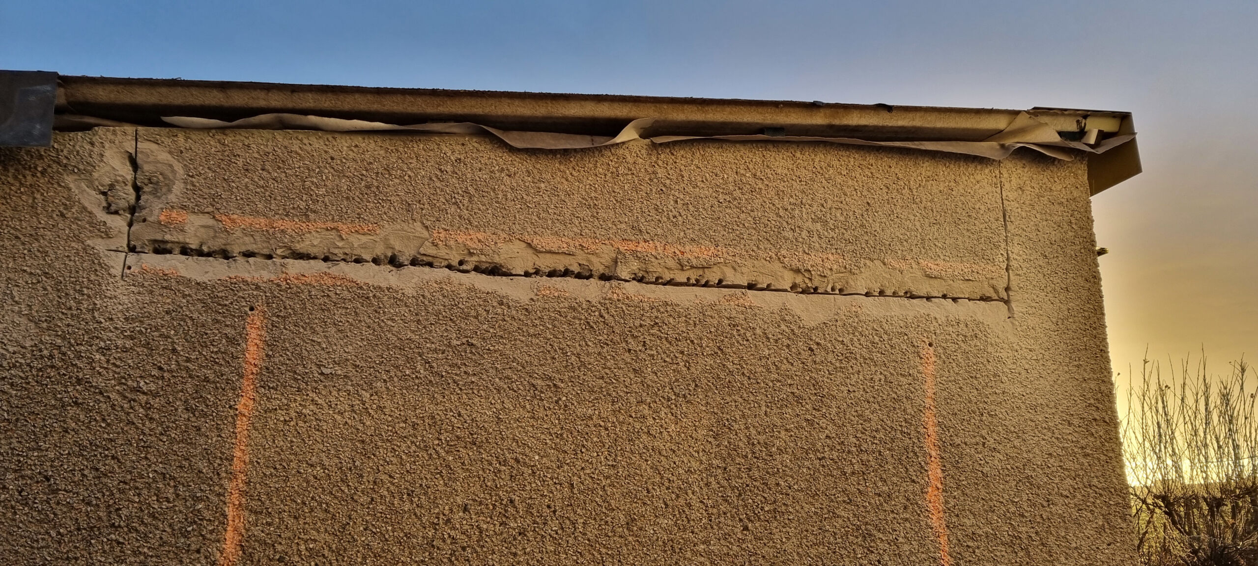 The brewery store side door location has been drilled and cut with a disc cutter to make a hole for the new concrete lintel.